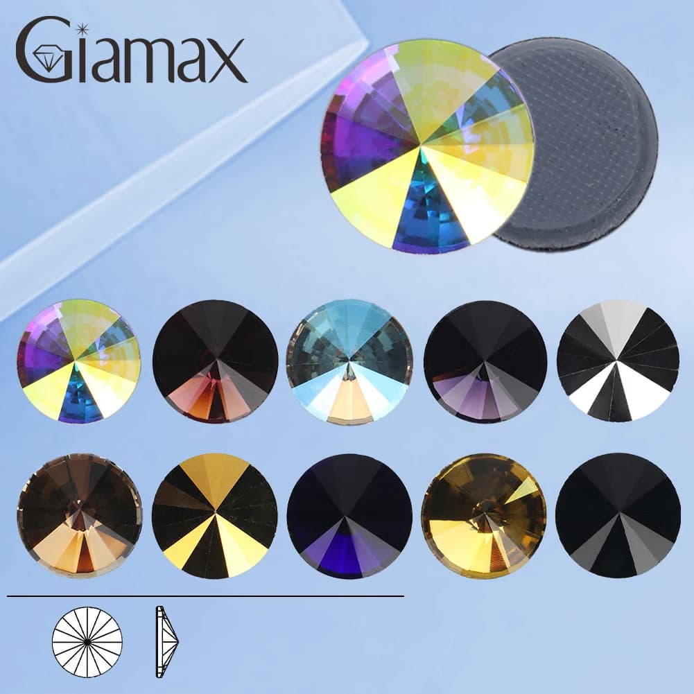 Giamax Rilovi Cristallo di vetro AB Pietre jet al chiaro di luna Strass hotfix con retro piatto per borse per indumenti 8mm 18mm Presa di fabbrica