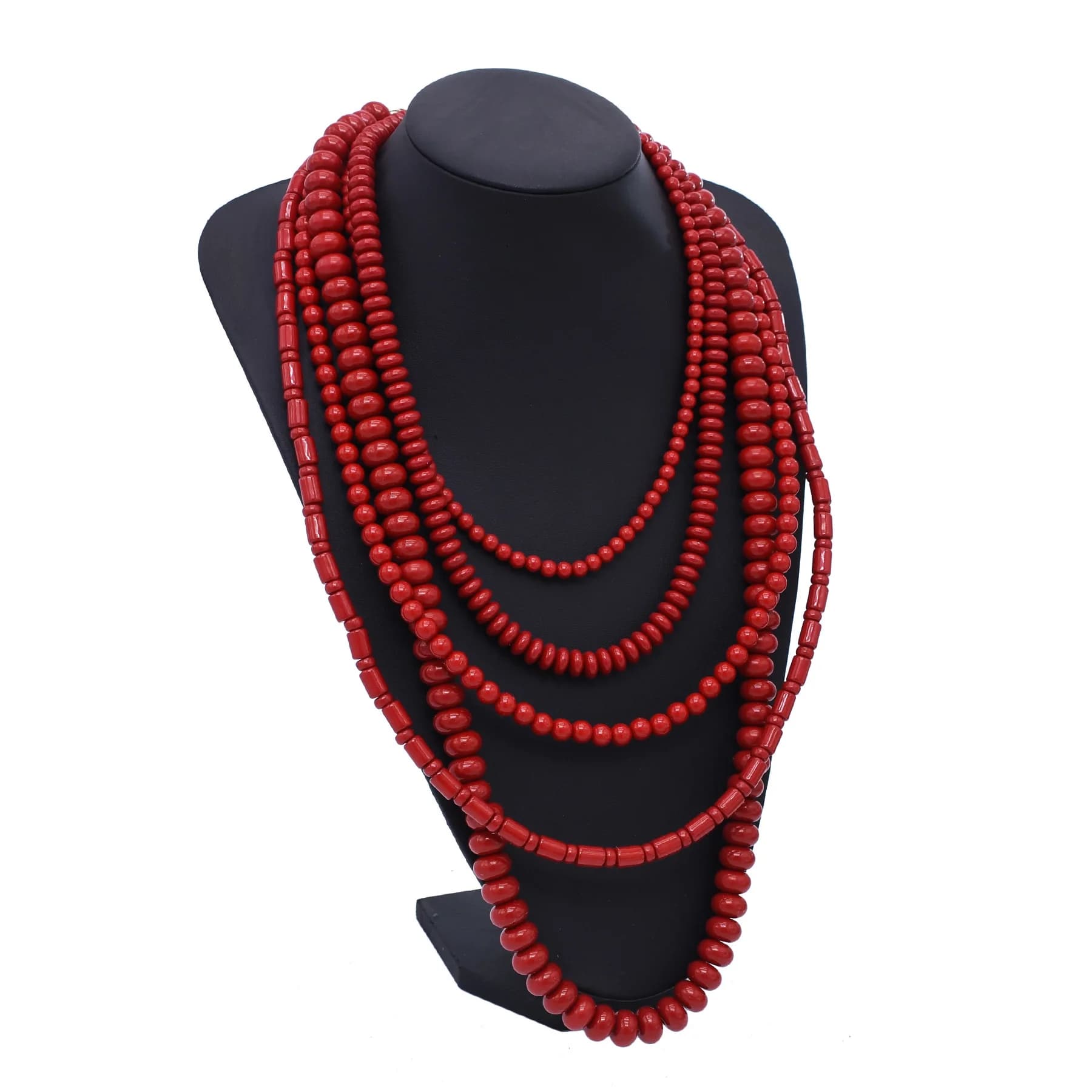 New Fashion Red Resin Beads Necklace for Women Multi Layer Handmade Beaded Collarbone Sweater Chain Female Jewelry Accessories