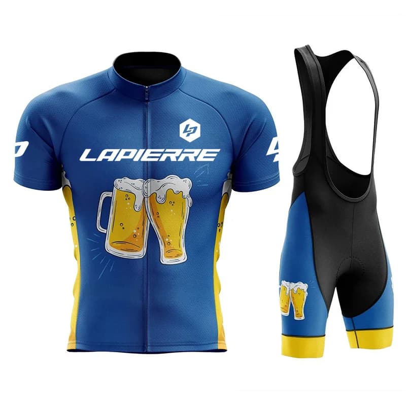 Lapierre Men's 2026 Summer Cycling Jersey Set Bib Strap Bib Shorts - Lightweight Breathable Cycling Gear for Men