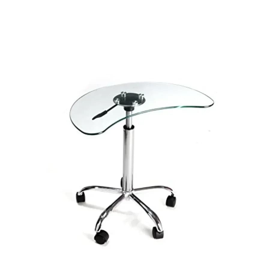Clear Glass and Aluminum Laptop Stand with Casters