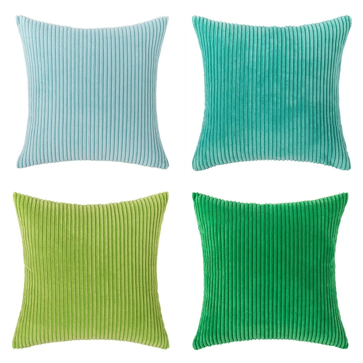 Fodere per Cuscini Verde Primavera in Velluto a Coste Morbido, Tinta Unita o a Righe, Decorazione Moderna per Divano, Camera da Letto, Soggiorno
