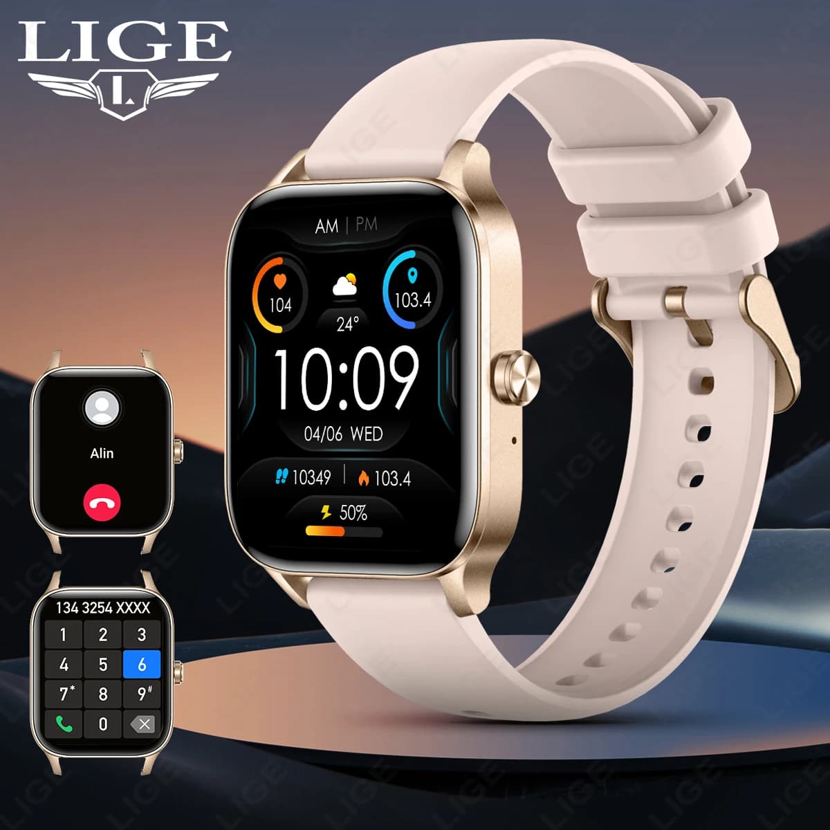 LIGE Fashion Smart Watch Women 1.85 "HD Screen Custom Watch Face women's Health Monitor Watch Bluetooth Call Sports smartwatch