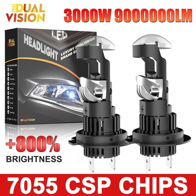Lente Proiettore LED Dualvision H7 H9 H8 H11 9005 HB3 9006 HB4, Lampadina LED per Fari Auto Canbus 9000000LM, Mini Lampada Abbaglianti/Anabbaglianti 12V