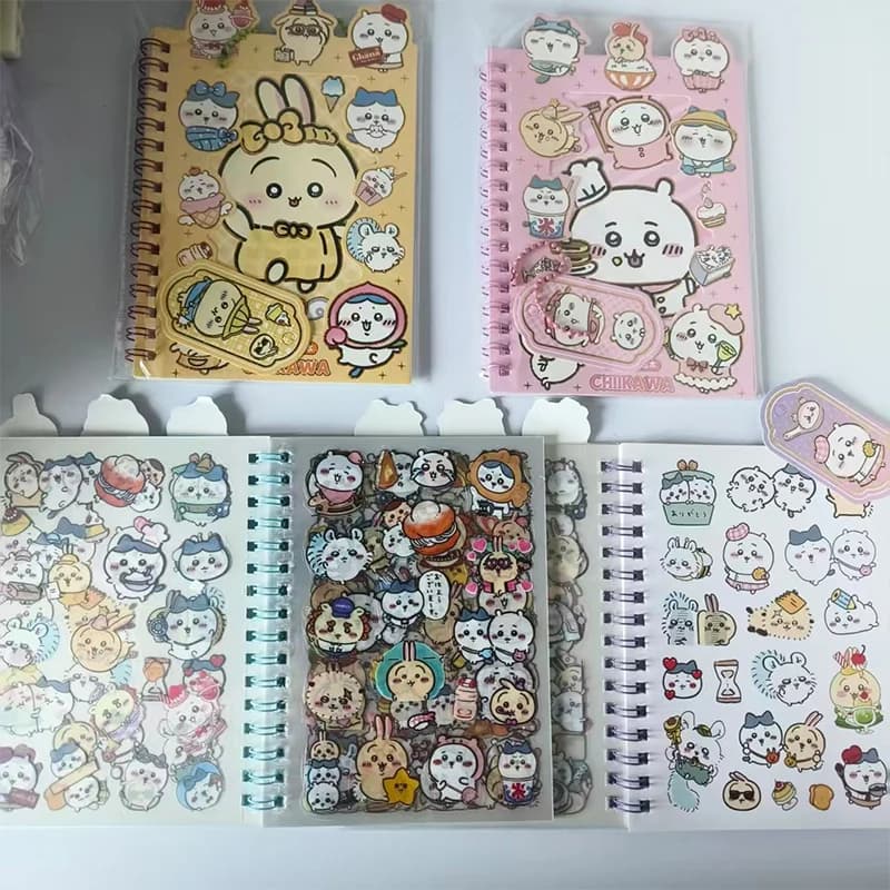 Simpatico taccuino adesivo Chiikawa 3 in 1 Cartoon adesivi di alta qualità Journal Planner con divertenti adesivi per divertimento di cancelleria fai da te