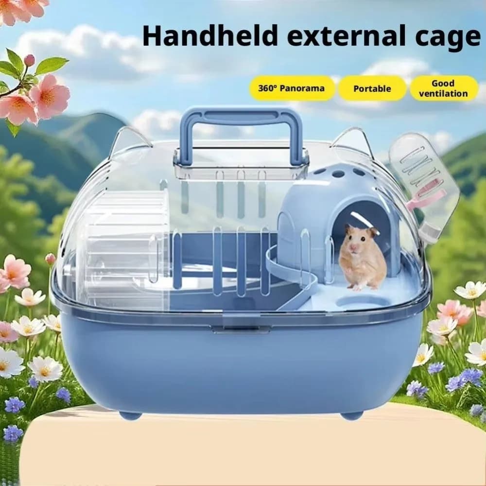 Trasportino per Criceti con Coperchio Trasparente, Ampio Spazio, Fessure di Ventilazione, Trasportino per Piccoli Animali, Habitat per Criceti Staccabile e Portatile