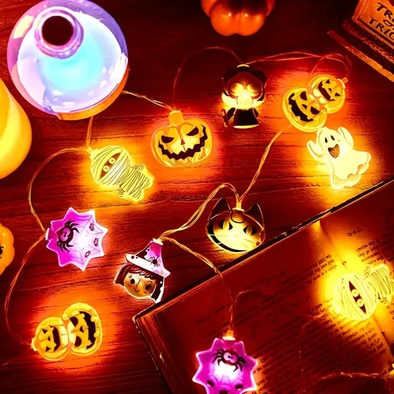Halloween LED String Lights Pumpkin Ghost Skull Bat Fairy Lights Garland For Party Window Room Holiday Decoration