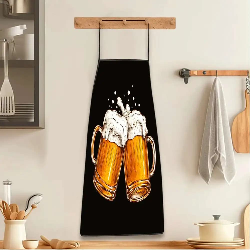 Grembiule con stampa di bicchieri che si schiacciano, in poliestere resistente e facile da pulire, per cucinare e raccogliere frutta, 1 pz/2 pz/4 pz