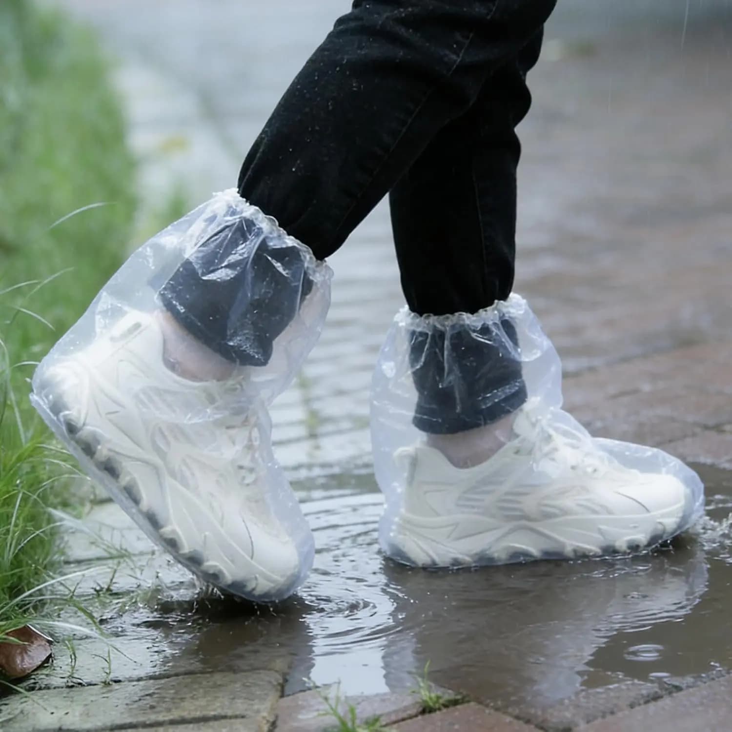 30 Pcs Waterproof Shoe Covers for Rain, Thickened PE Material Disposable Rain Shoe Covers, Non-Slip Plastic Boot Covers for Men
