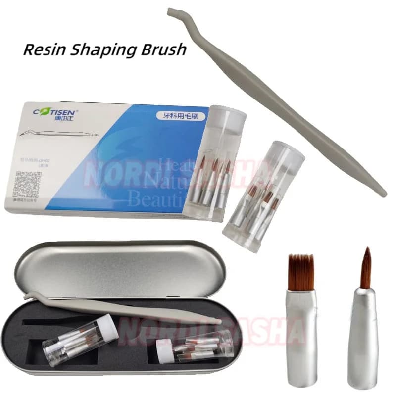 Pennello in resina per laboratorio dentale Pennelli sostituibili Punte per testine Testa dritta/curva Mini micro pennello Strumento per protesi
