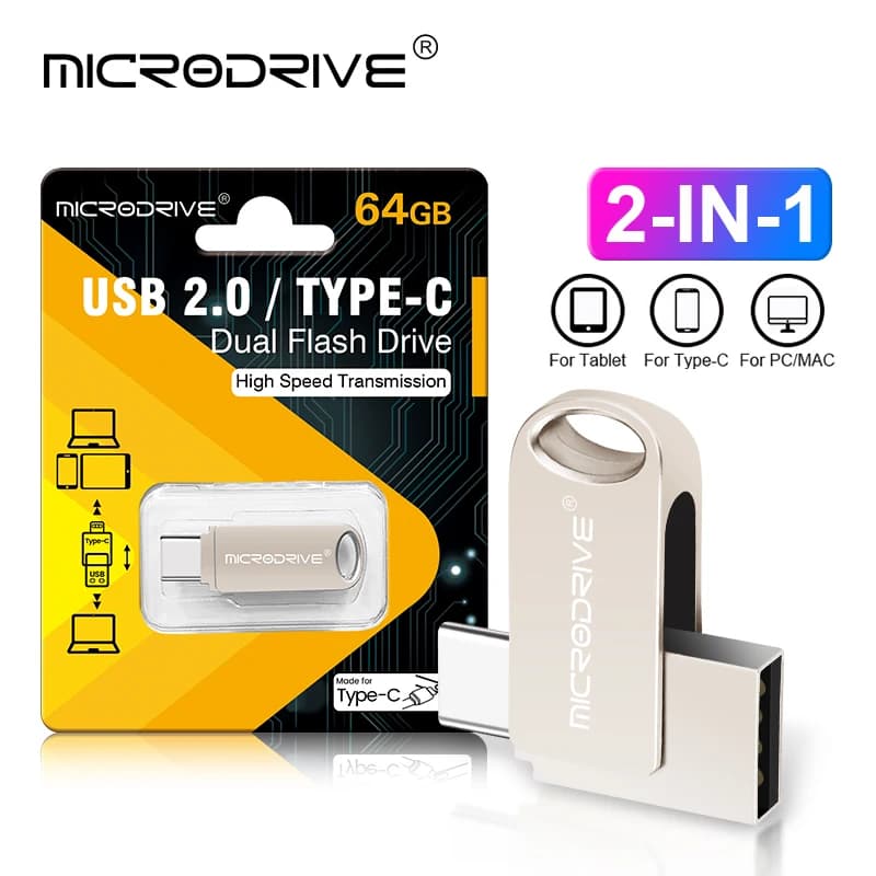 Chiavetta USB TIPO C Chiavetta USB 2 IN 1 Chiavetta USB da 128 GB 64 GB 32 GB 16 GB Disco di memoria Pendrive impermeabile
