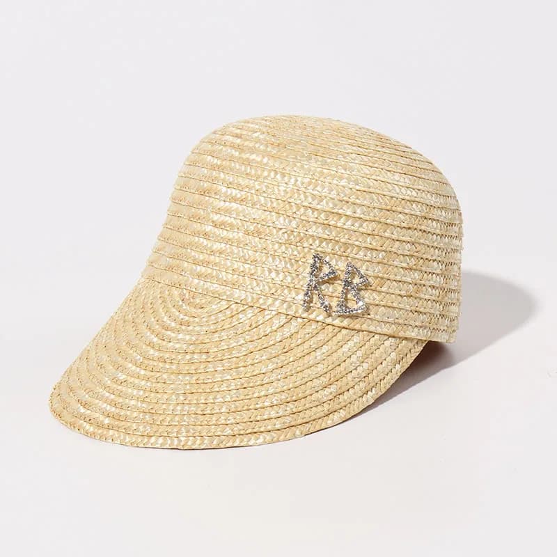 Letter Print Straw Baseball Equestrian Hat, Couple Sun Visor Cap for Spring Summer Outdoor Travel Sun Protection