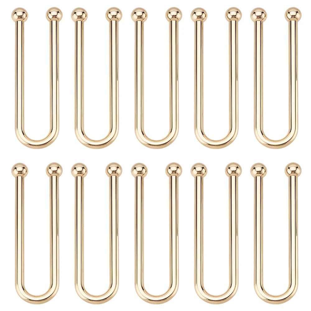 10Pcs U Shape Zinc Alloy Bikini Clips Buckles for Swimwear Front Clasp Light Gold 61.5x20.5x6.5mm