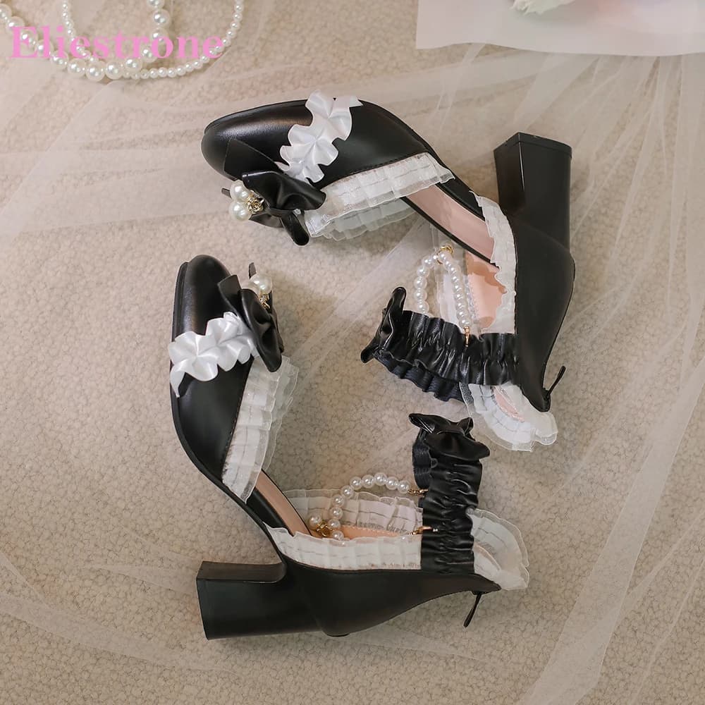 Sandali Donna Lolita Estivi 2026 con Cinturino alla Caviglia, Tacco Grosso 7cm, Scarpe da Festa, Taglie Grandi e Piccole, Plus Size 12 30 44 48