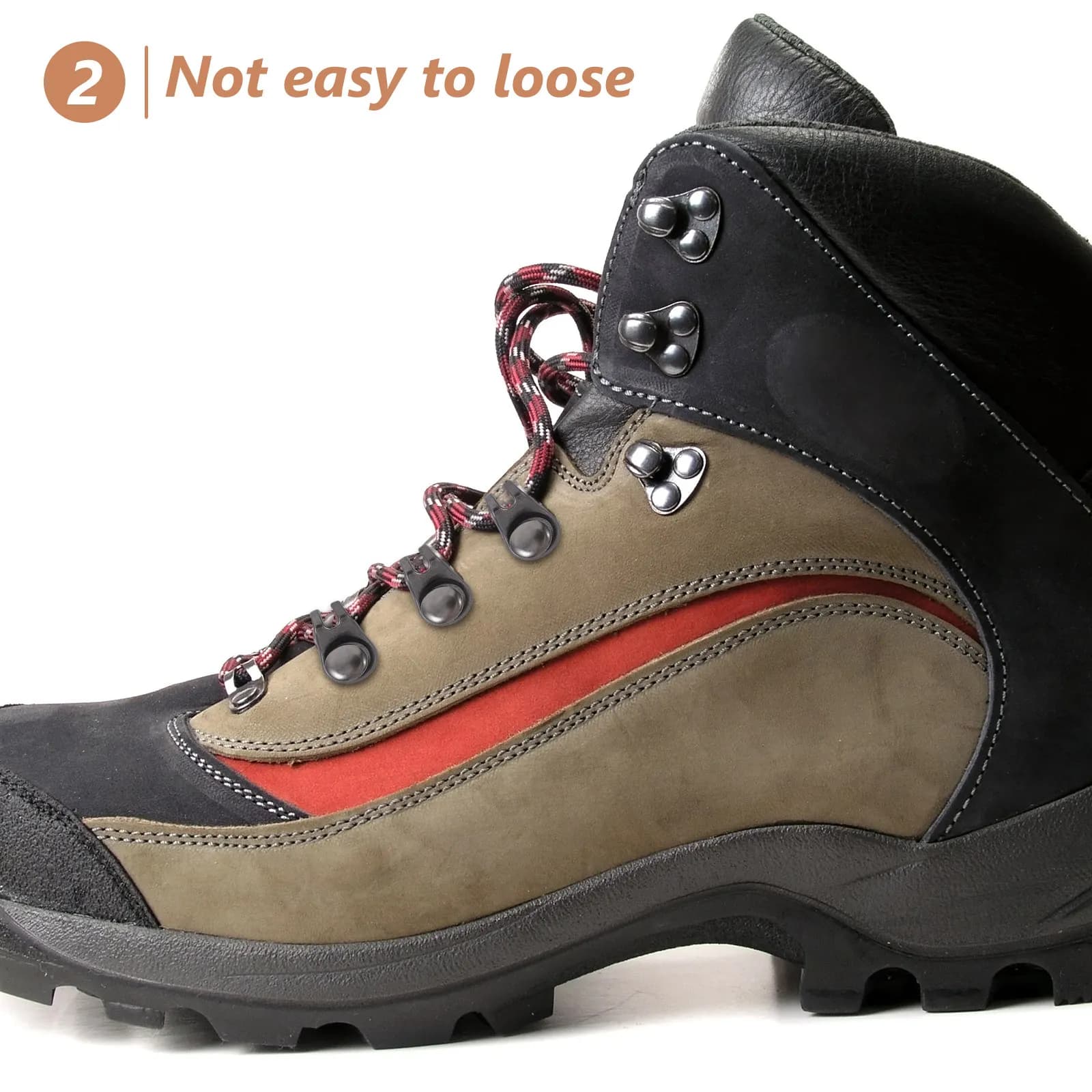 Hiking Boot Lace Hooks 20 Sets Black Alloy Rivet Fasteners Secure Shoelace Repair Kit