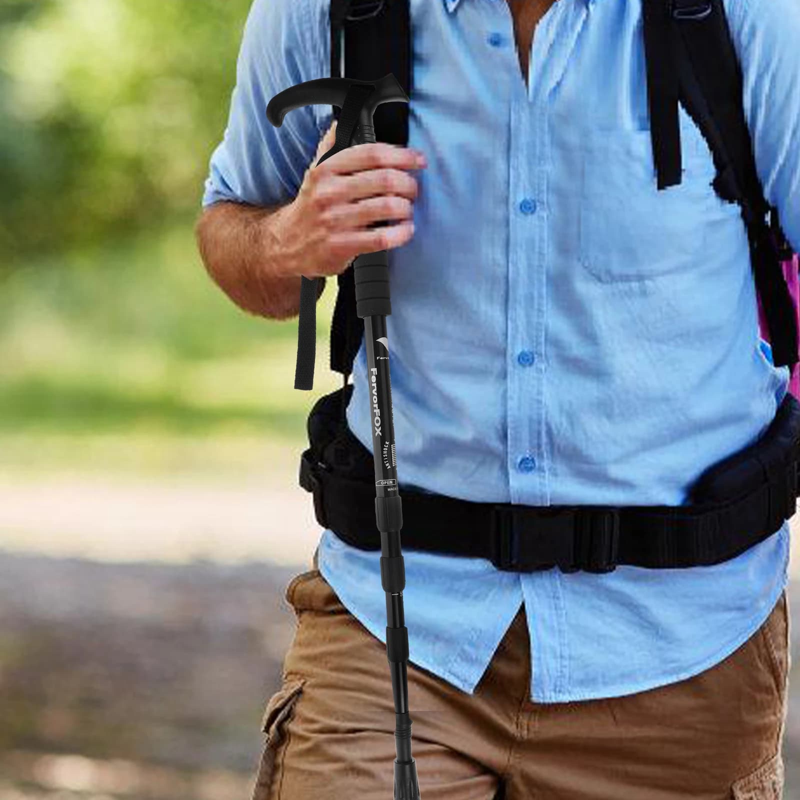 4 Section Aluminum Alloy Shock Absorption Walking Stick Trekking Sticks Adjustable Trek Sticks Compact and lightweight for seniors