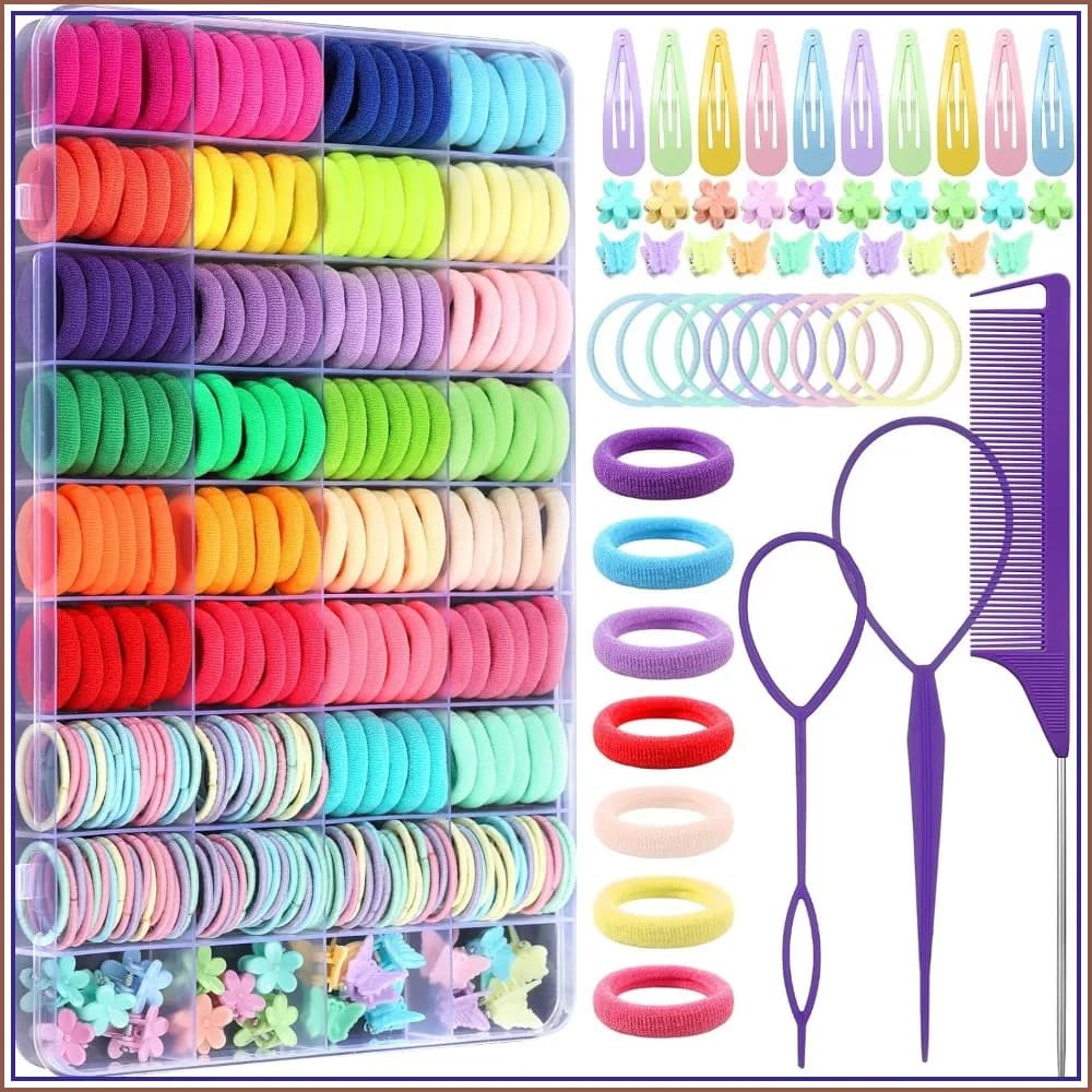 360 Pieces Hair Ties for Girls Toddler Elastic Hair Clips & Styling Tools 31 Colors