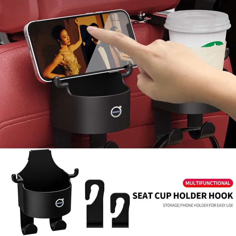 Support for Car Phone with Clips for Wallets, from Hanging to Rear Seat for Volvo XC60 S90 XC90 S60 XC40 V60 V90 S40 Volvo EX30 C40 C70 Accessories