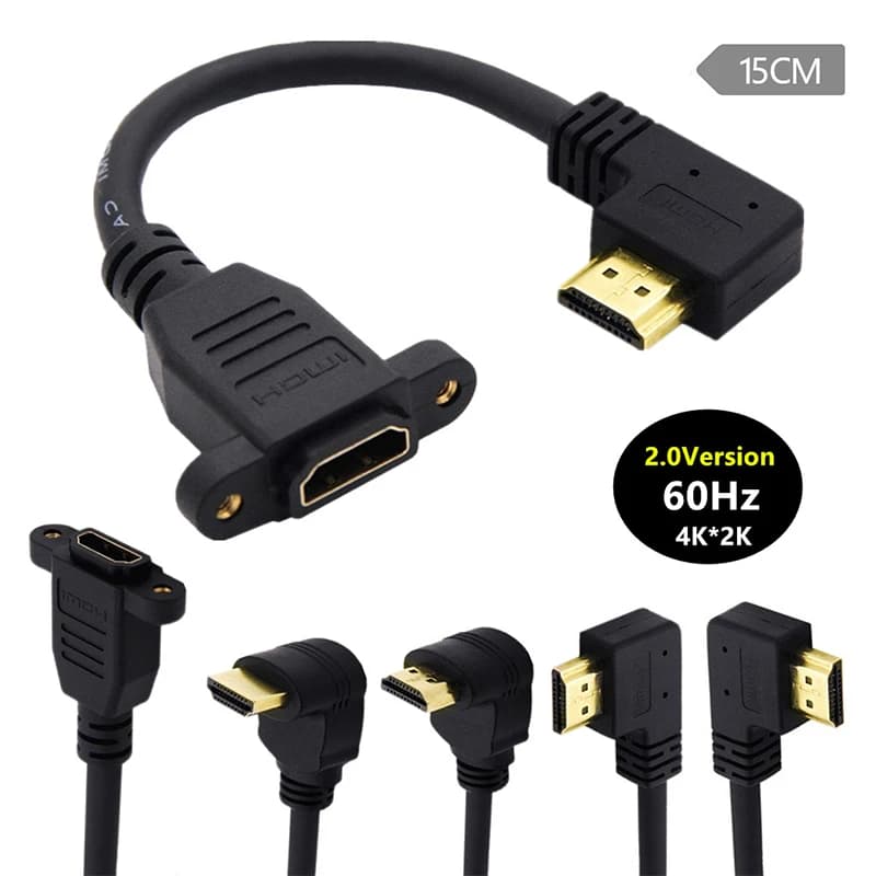 1PCS HDMI-compatibile 2.0v 4K * 2K Angolo 90 Gradi Maschio a Femmina Cavo di Prolunga montaggio a pannello con foro per vite Per PSP HDTV