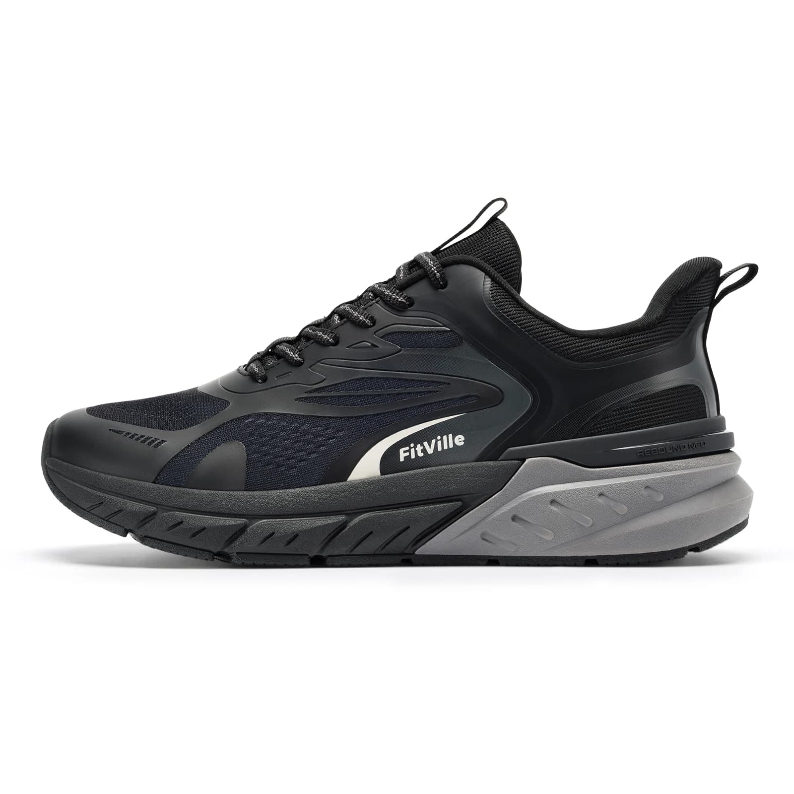 Fittington walking shoes for men, wide, non-slip, cushioned, soft, breathable, racing and sports.
