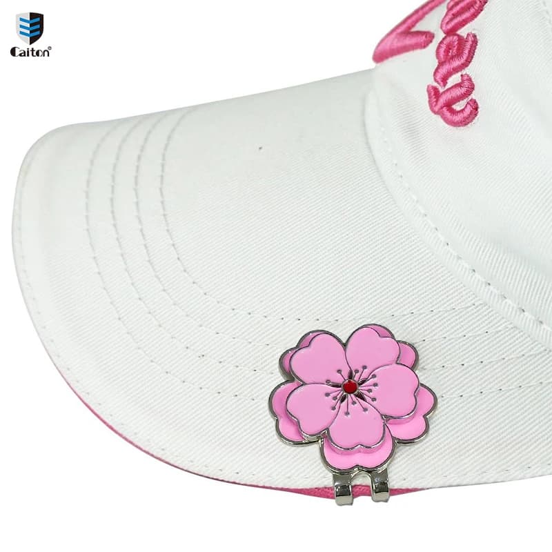 Clip per cappello da golf a forma di rosa Caiton con pennarello magnetico, design durevole resistente alla ruggine, facile attacco per cappelli e cinture