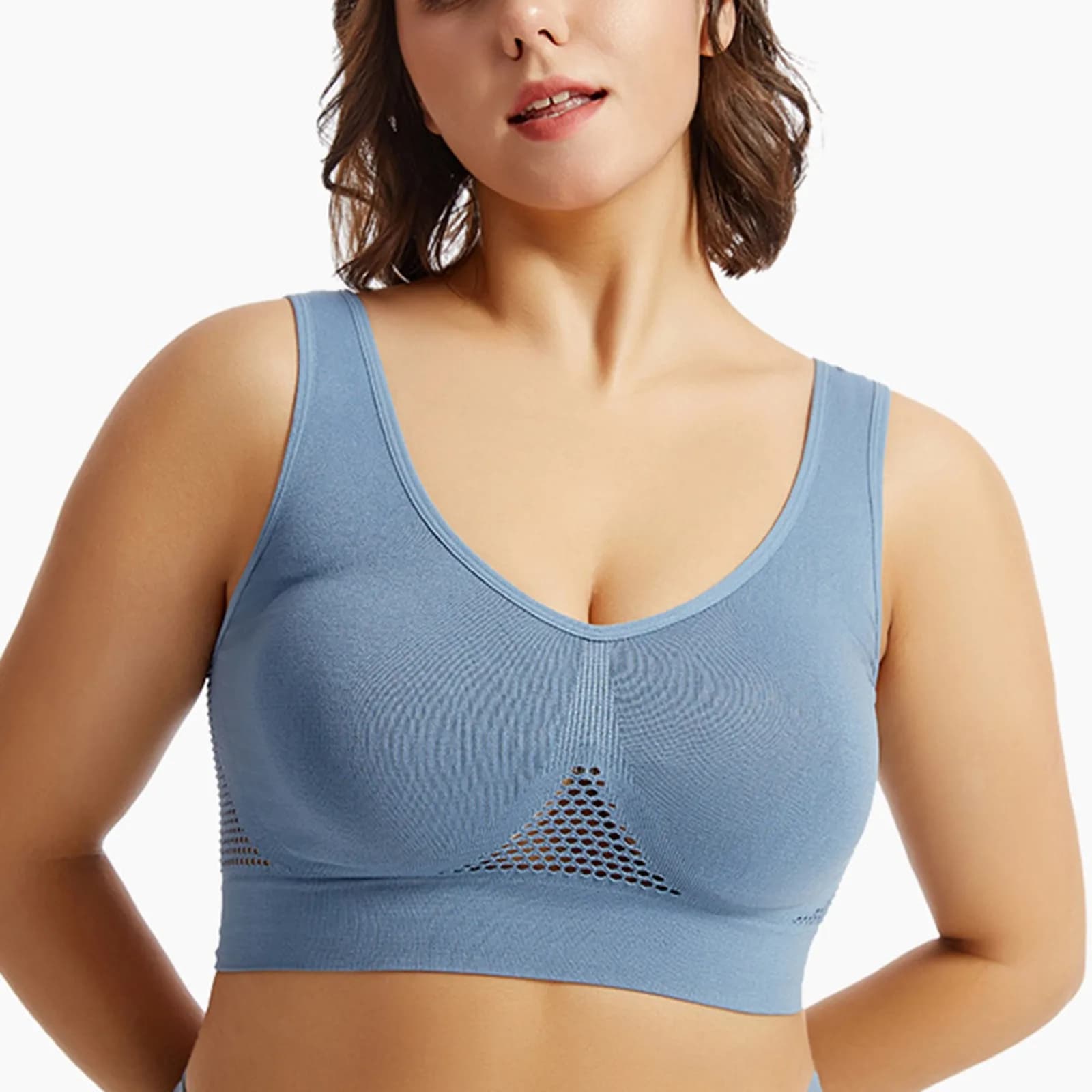 Large women's bra, daily casual vest, race, fitness, yoga, beauty, tank top, steel borderless sports vest, comfortable breathable bra