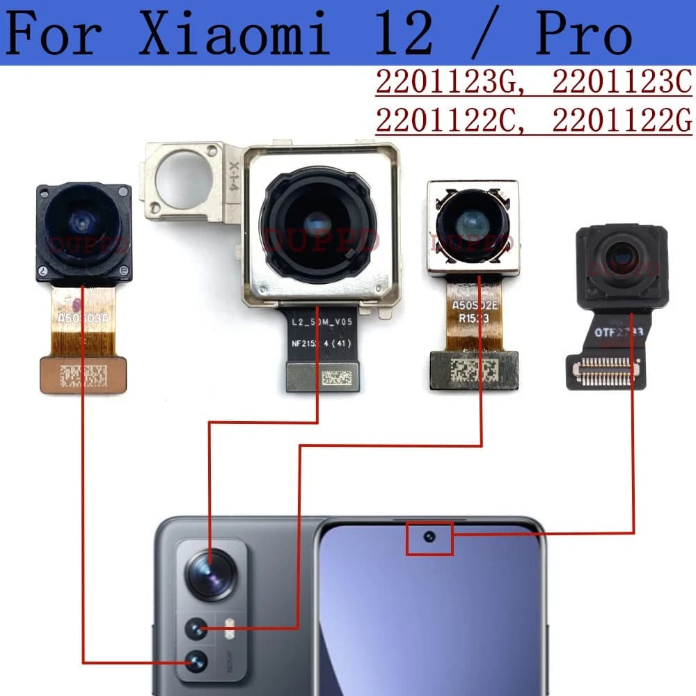 Fotocamera posteriore anteriore per Xiaomi Mi 12 Pro Selfie Frontal Big Back Main Back face cavo flessibile per fotocamera Macro grandangolare