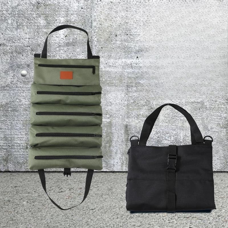 Rotolo di attrezzi, borsa per attrezzi arrotolabile multiuso, rotolo di chiavi, secchio per organizer per attrezzi in tela, custodia per rotolo avvolgente per kit di pronto soccorso per auto