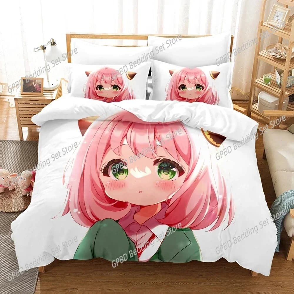 SPY×FAMILY Anime Anya Forger Comfortable Duvet Quilt Cover Pillowcase Bedding Set Children Bedroom Decoration Home Textile