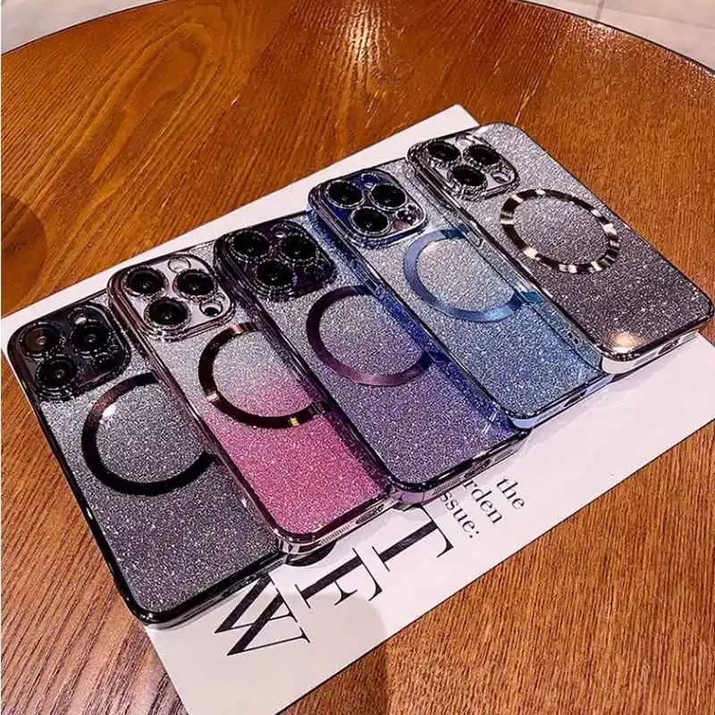 Custodia per telefono con anello magnetico con placcatura glitterata per Samsung Galaxy Note 8 9 10 20 S25 S24 S23 S22 S21 S20 FE Ultra S10 S9 S8 Plus Cover