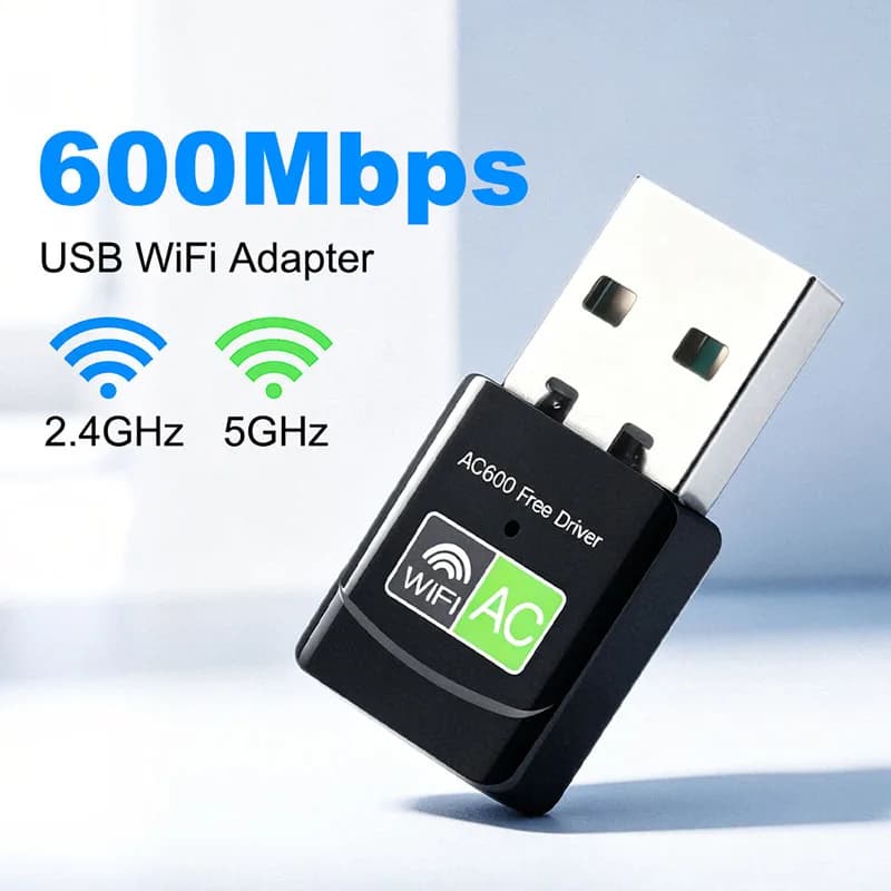 Adattatore USB WIFI 600Mbps Dual Band 2.4GHz 5GHz Senza Driver, Scheda di Rete Wireless, Mini Ricevitore WiFi per Win10/11