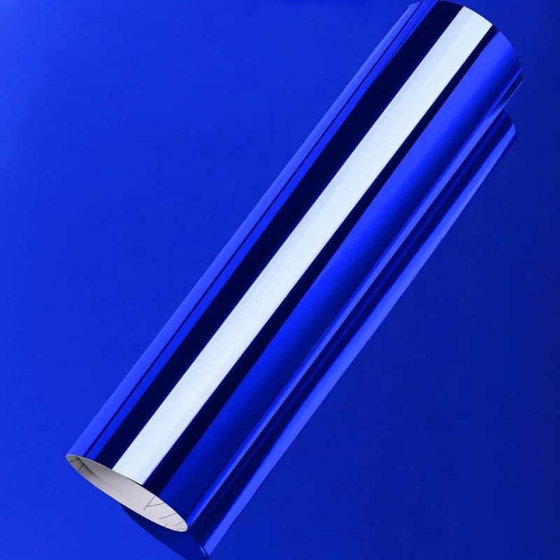 Pellicola avvolgente in vinile con specchio cromato blu estensibile premium, rotolo di vinile, decalcomania autoadesiva per avvolgimento di auto per veicoli