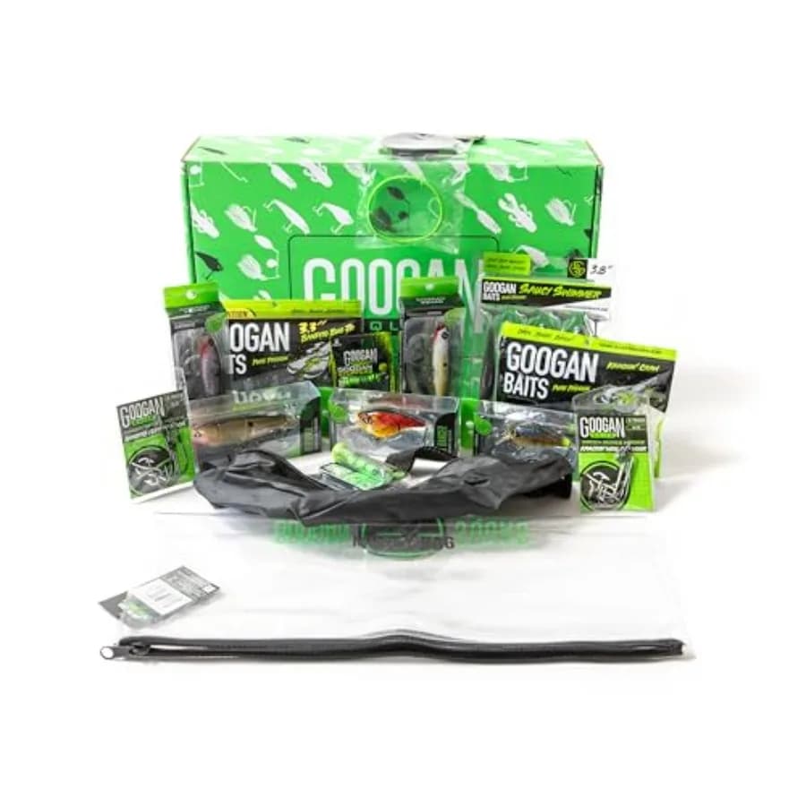 GOOGAN Squad Monster Crate Ultimate Kit di Esche per la Pesca al Bass con Scatola Porta Attrezzi in Plastica Nera Resistente e Alte Prestazioni