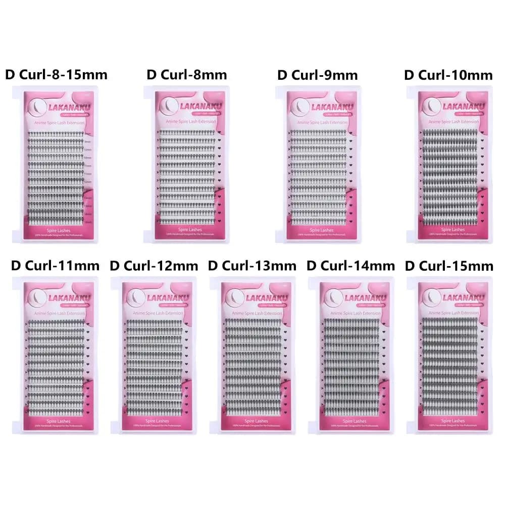 Kit di Ciglia a Ciuffetti Fatti a Mano con 12 File, Ciglia Finte a Ciuffetti Singoli Comic Spire C/D Curl, Strumenti per il Trucco Occhi
