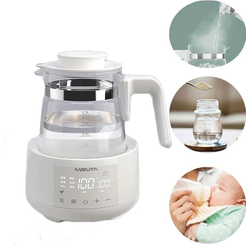1200ml Smart Temperature Constant Milk Regulator Glass Teapot For Children In Powder Electric Kettle Multifunctional 220V