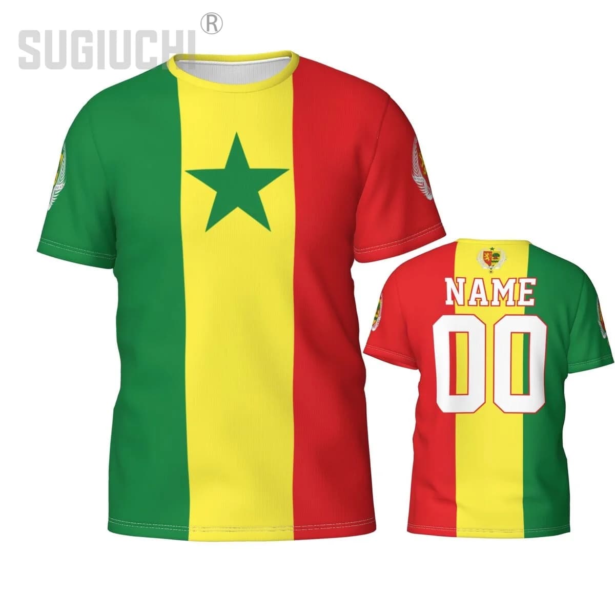 Magliette 3D personalizzate con nome, numero ed emblema della bandiera del Senegal per uomo e donna, abbigliamento da squadra, regalo per tifosi di calcio.
