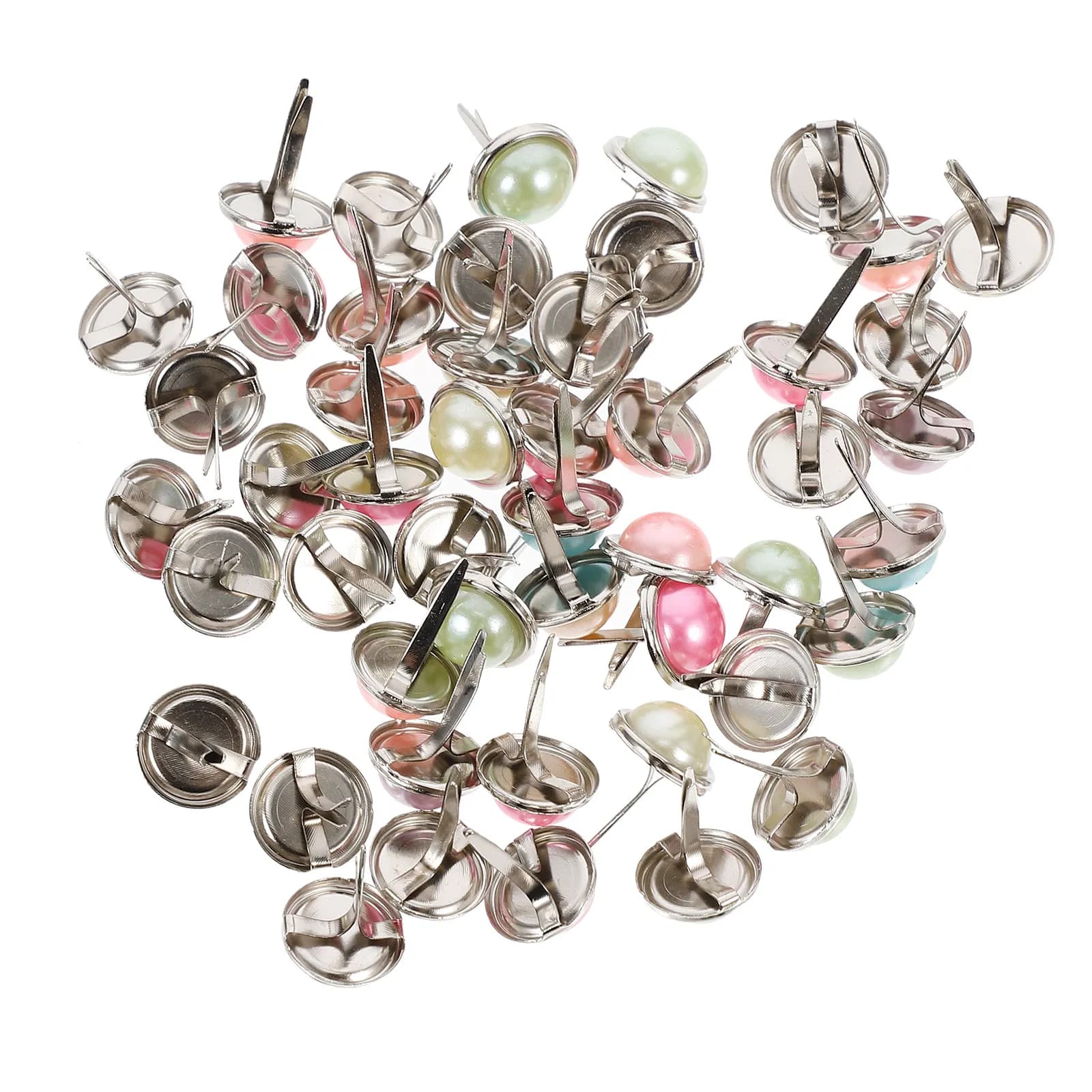 50Pcs Round Decorative Brads High Ductility Metal Paper Fasteners for Crafting Scrapbooking Journaling Photos Ribbons Reusable