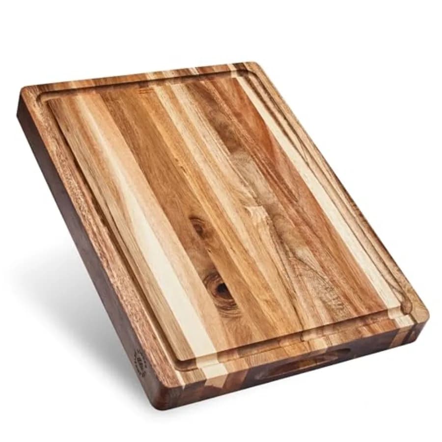 Tagliere in Legno per Cucina con Scanalatura per Succhi e Scomparto per la Separazione, Perfetto per Salumi e Formaggi, Include Confezione Regalo