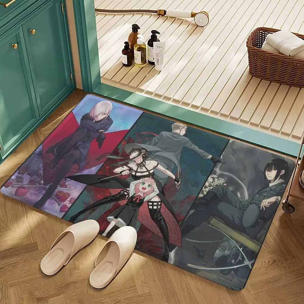 Amine Spy X Family Zerbino Lavabile Antiscivolo Soggiorno Divano Sedie Area Zerbino Cucina Comodino Area Tappeti
