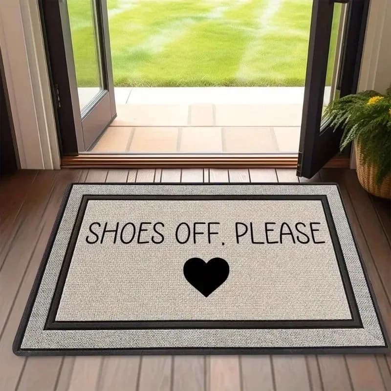 VIKAMA SHOES OFF PLEASE Tappeto stampato, resistente allo sporco e facile da pulire, per corridoi e porte delle camere da letto, decorazioni per la casa