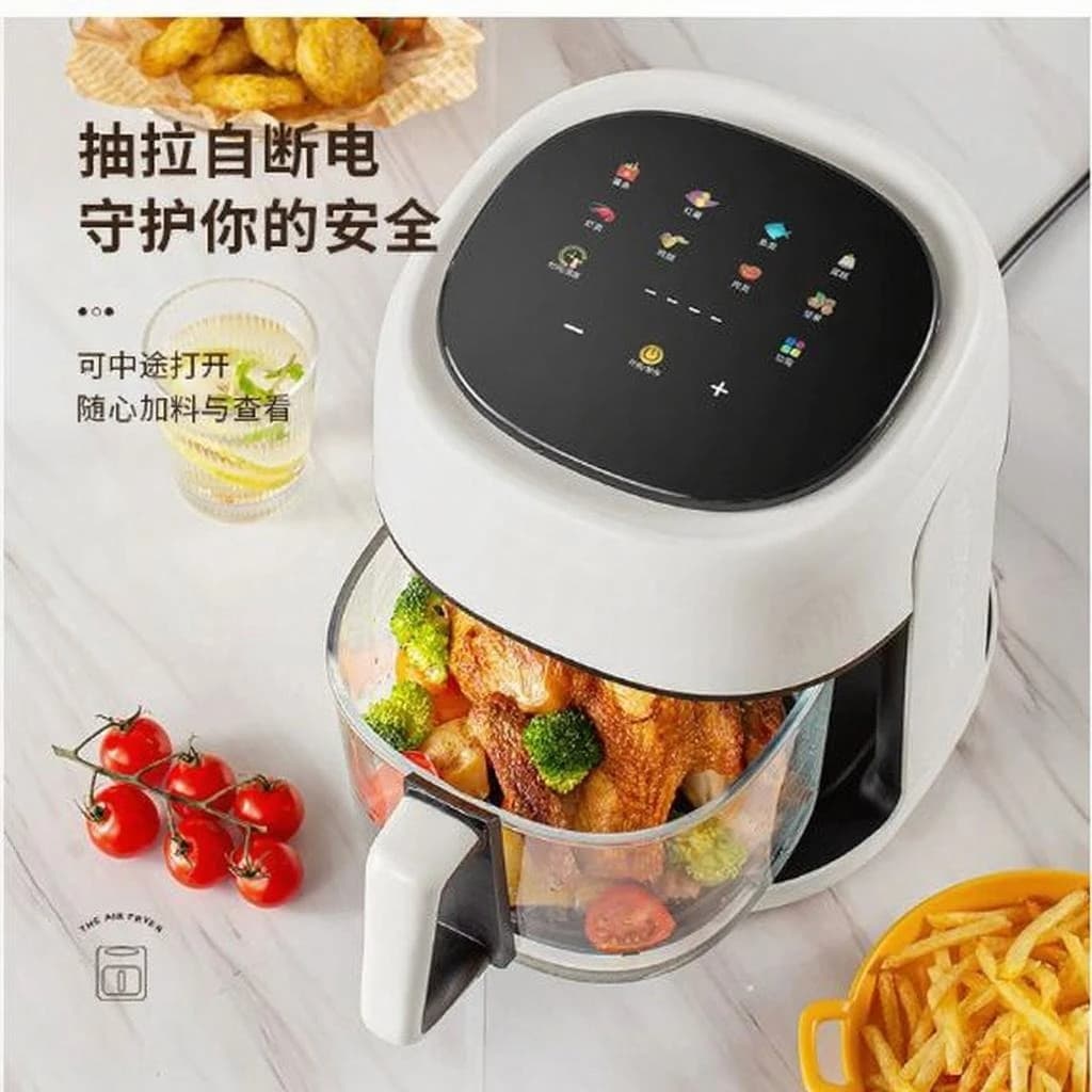 110V air fryer 360 ° visual window smart touch, household 4.5L large capacity, multi-functional electric fryer