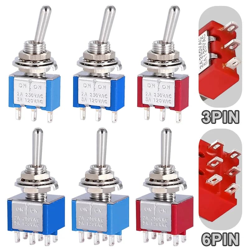 10 Pz 6mm Leverage Switch Mini Power Button Switch Balance Switch with MTS-102 MTS-103 MTS-202 MTS-203 MTS-203 waterproof plug