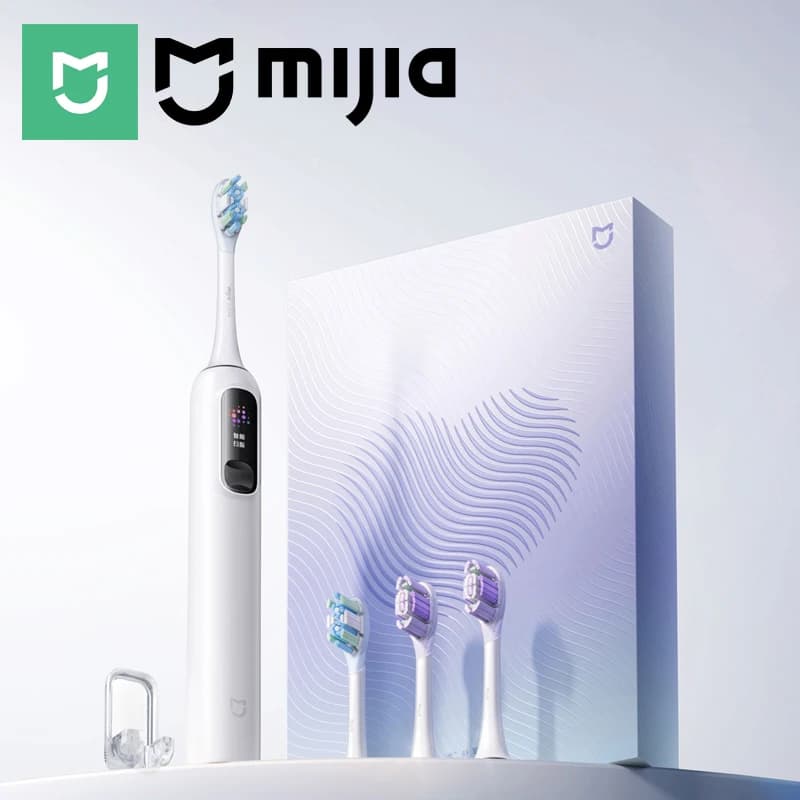 Spazzolino Elettrico Oscillante MIJIA Pro, Confezione Regalo, Schermo Intelligente con Sensore di Pressione, Impermeabile IPX8, Batteria da 180 Giorni, 4 Modalità con 4 Testine