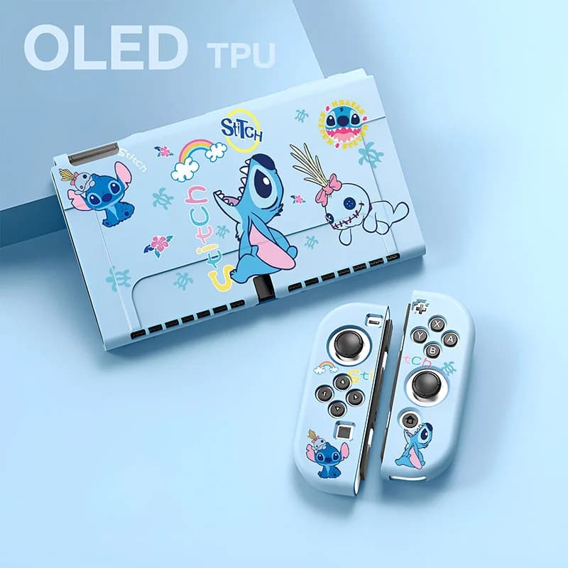 Custodia protettiva a tema Stitch per console Nintendo Switch OLED, cover protettiva morbida in TPU silicone per OLED, accessori