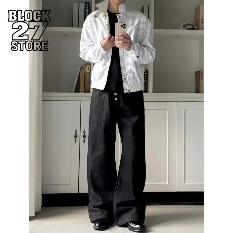Mens Jeans Harajuku Summer Letter Print Denim Pants Hip Hop High Street Loose Fit Trendy Graffiti Style Fashion Trousers Autumn