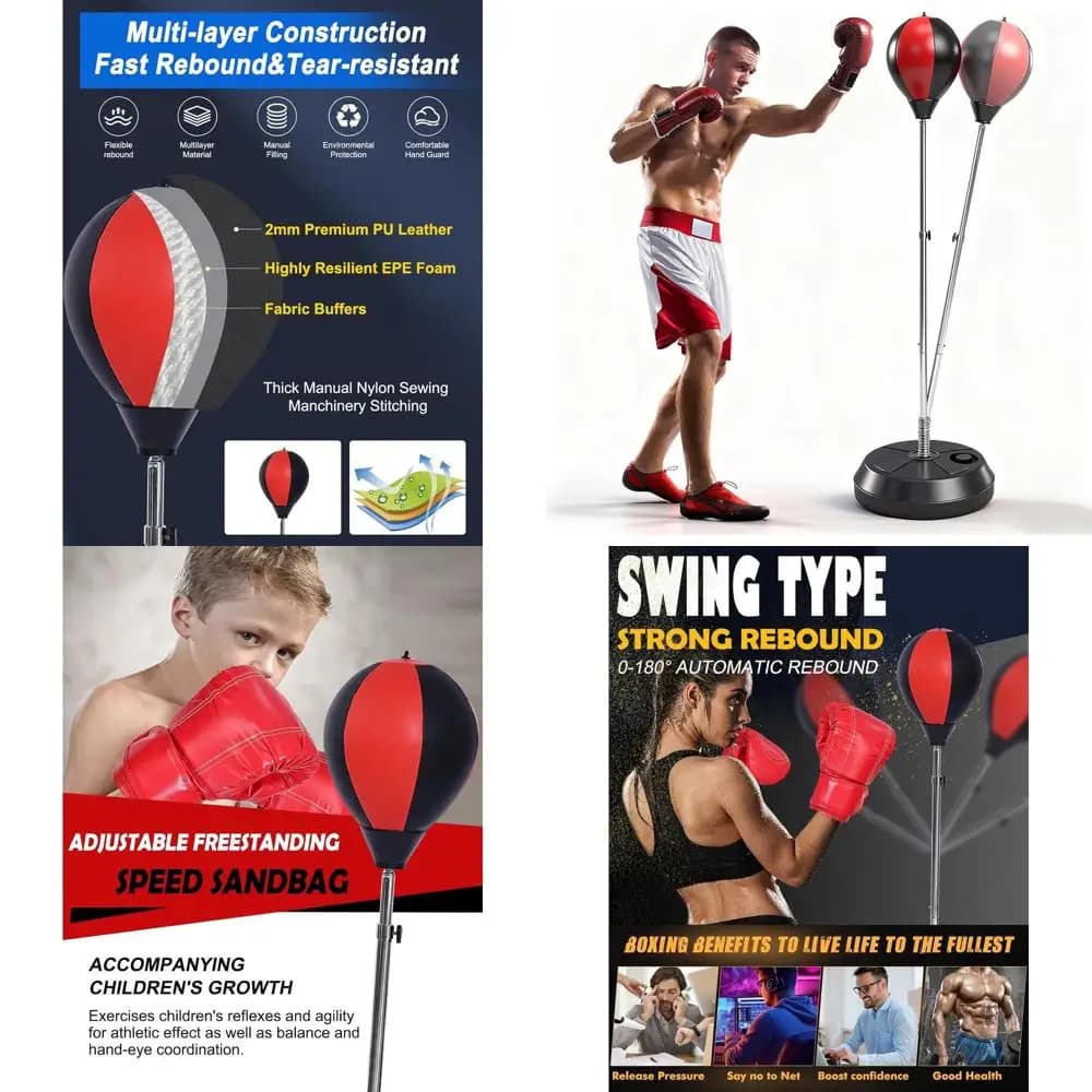 Boxing bag with support, Boxing bag for teenagers and adults - Height Adjustable - Fast boxing bag for workout, Boxing equipment, Antistress