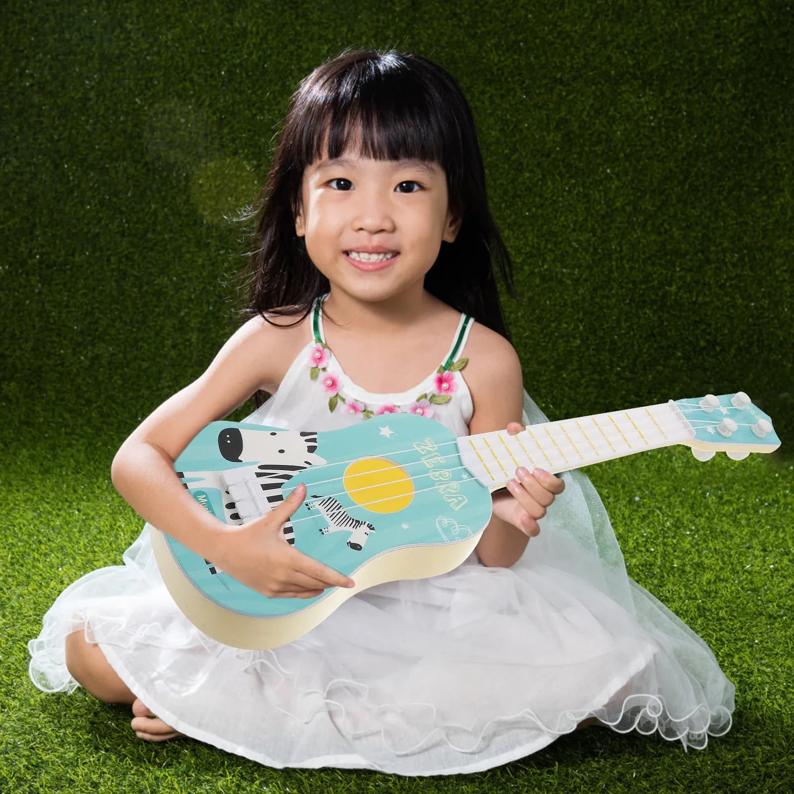 Ukulele in Plastica per Bambini, Mini Chitarra per Principianti, Strumento Musicale Educativo Creativo per Bambini, Giocattolo con Corde