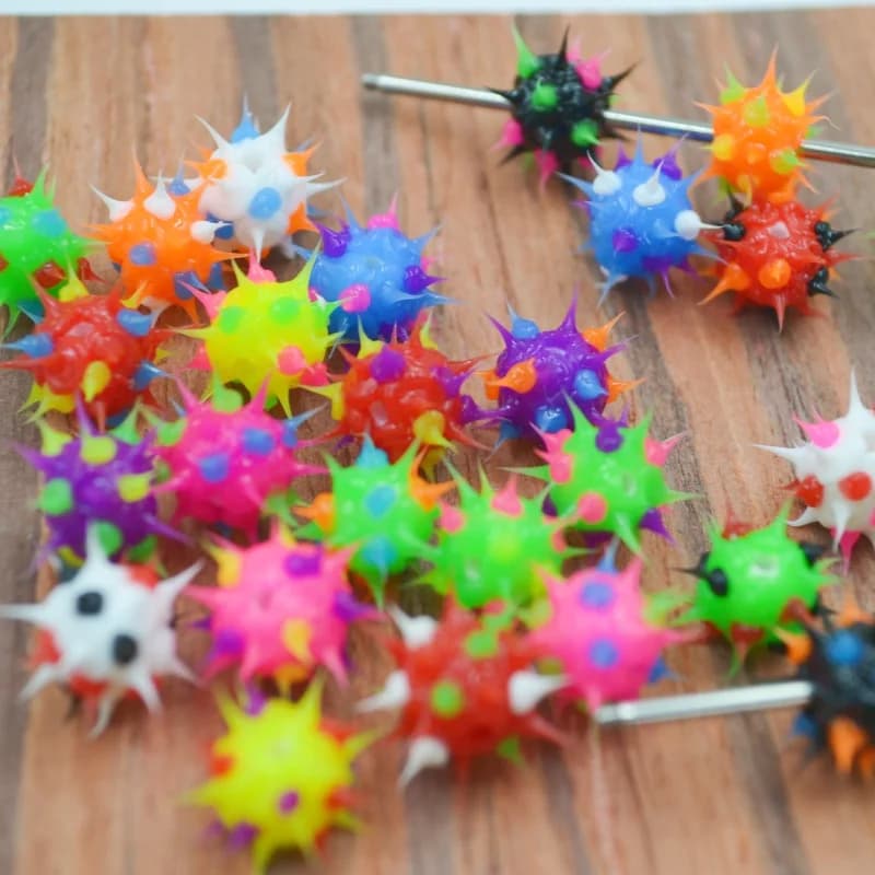 100pcs/lot Spike Koosh Ball Beads Whole Hole For Chain Bracelt Body piercing jewelry Accessory