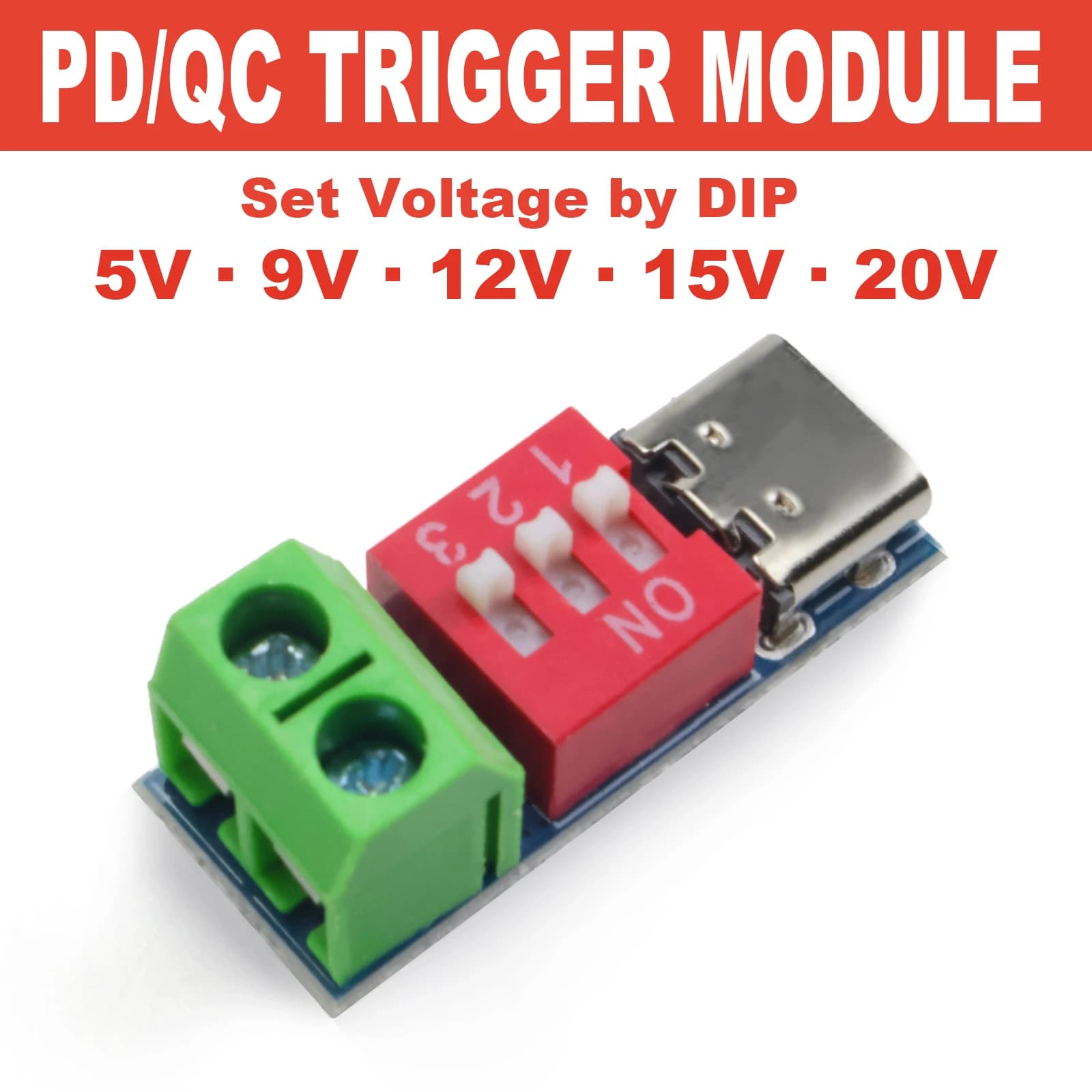 Type-C PD QC Trigger 5V~20V Adjustment Code dial Voltage Module DC Adjustment Dial Fast Charging Module Exhaust