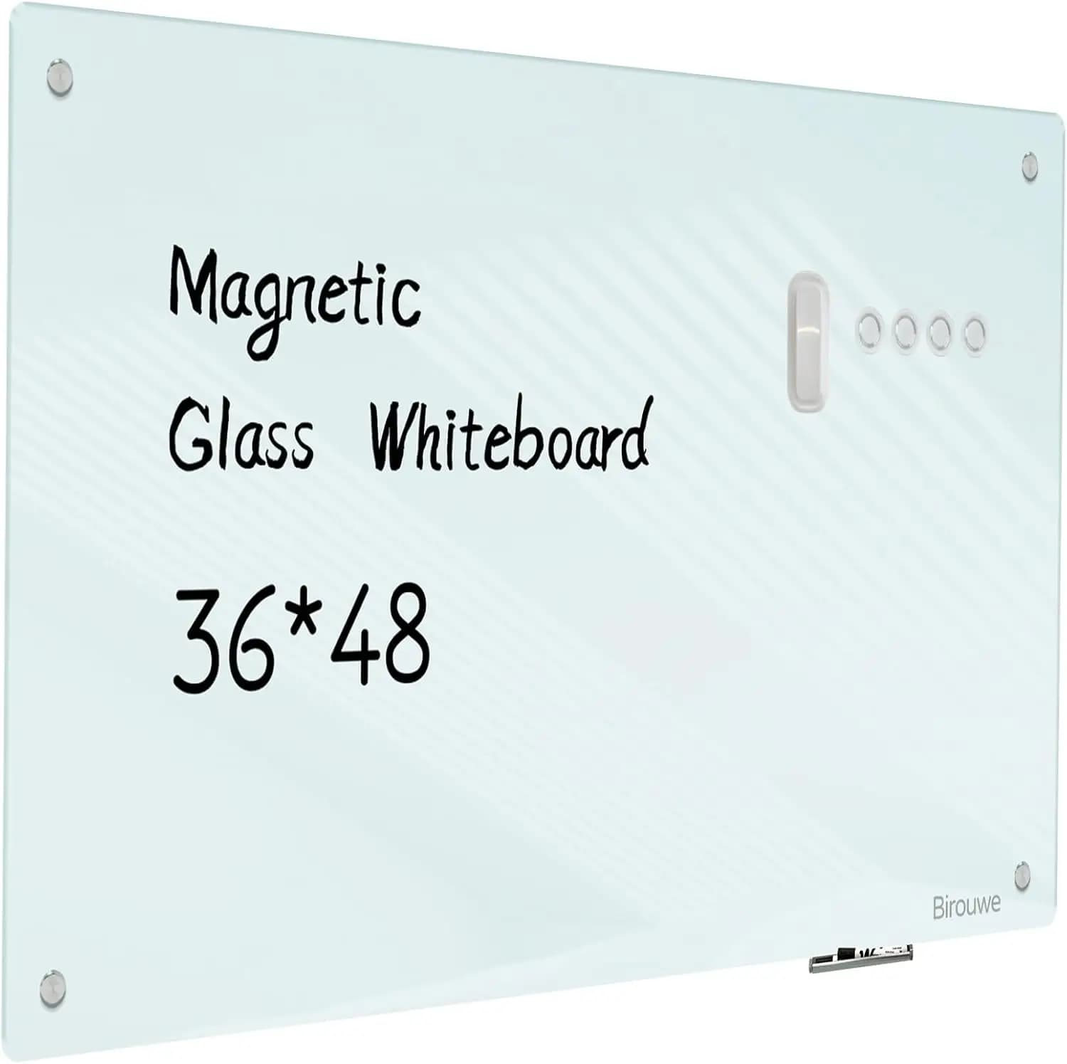 Lavagna Magnetica in Vetro Grande 48x36 Pollici - Lavagna Cancellabile a Secco Senza Cornice per Ufficio, Scuola e Pareti di Casa