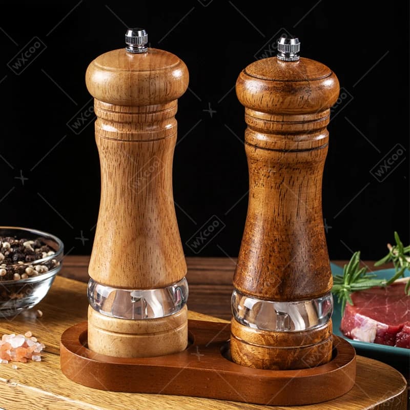 Macina Spezie Multifunzione WXCOO in Legno, Macina Sale e Pepe Manuale, Macina Spezie in Legno Massiccio per Cucina Domestica
